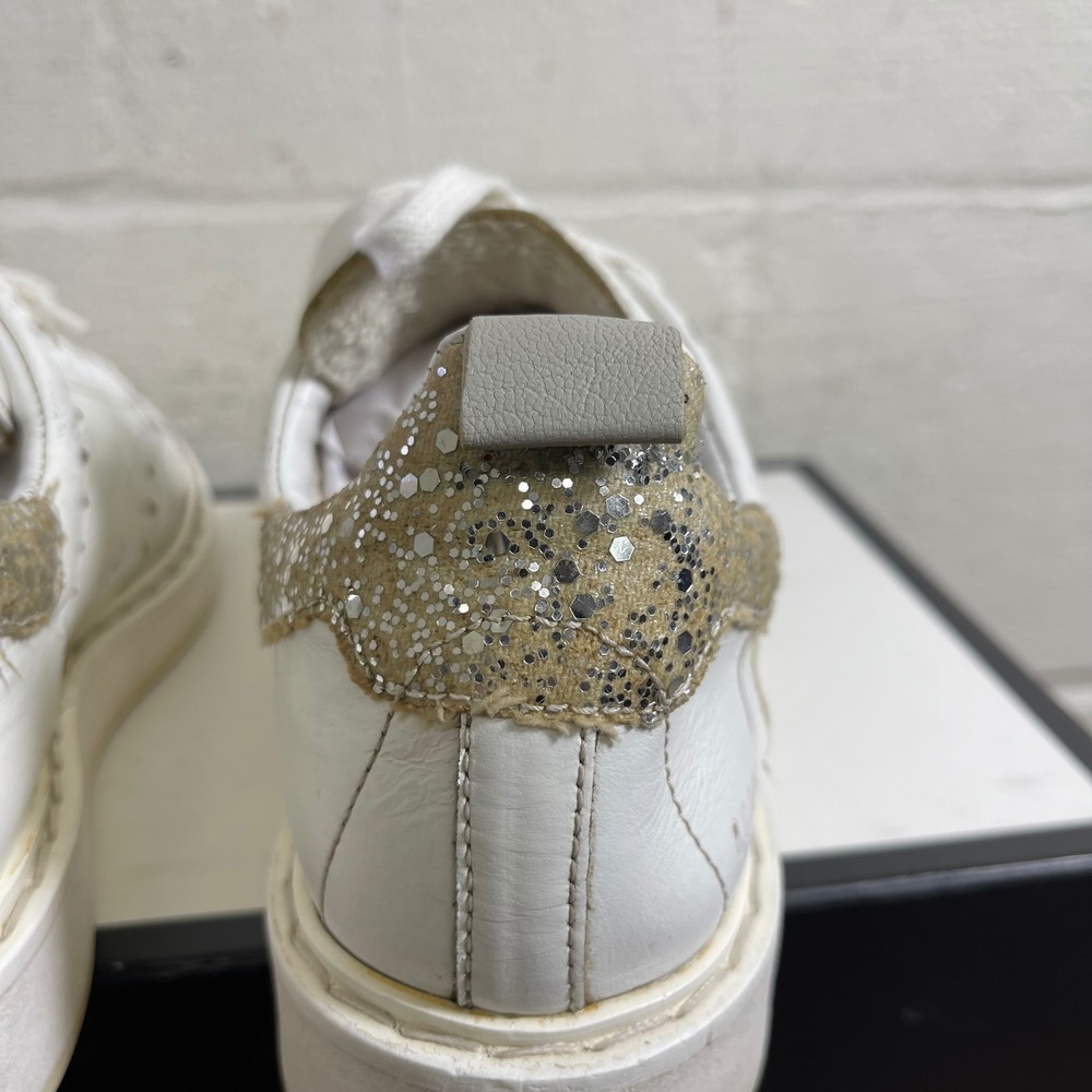 Golden Goose Starter White Leather Silver Glitter Sneakers Women's 36 EU/6 US - Picture 7 of 15